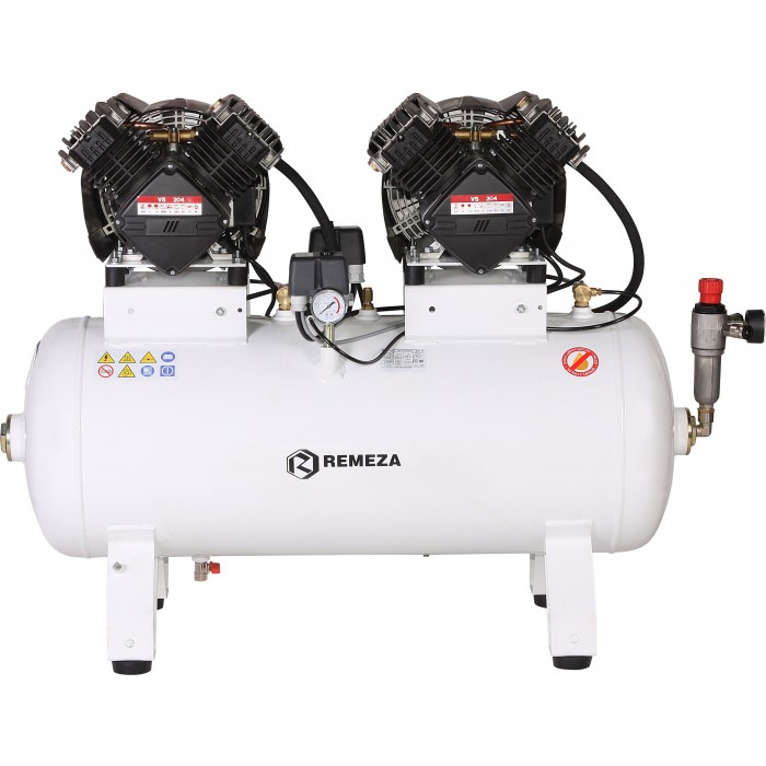 Поршневой компрессор Remeza КМ-100.VS204T, коаксиальный привод, безмасляный, 300 л/мин, 380В