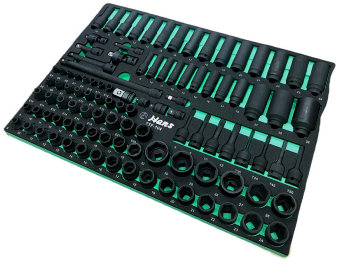 Набор торцевых головок и аксессуаров, Hans TTF-104, 1/2", 1/4", 3/8", 104 предмета