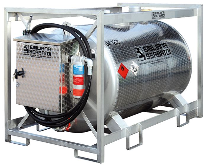 Мини АЗС для топлива Emiliana Serbatoi Traspo 910 INOX, 910л, 12В, 50л/мин, шланг 5м, авт.пистолет
