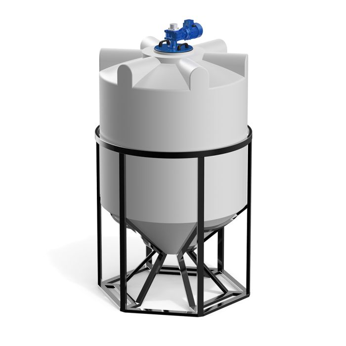 Емкость конусообразная Polimer-Group K 2000, в обрешетке, 2000л, с лопастной мешалкой