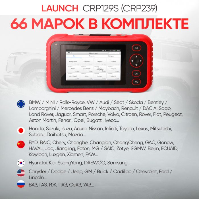 Диагностический автосканер Launch Creader CRP129S (CRP239) LNC-261