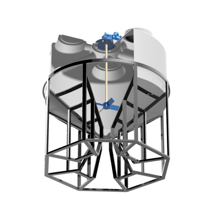 Емкость конусообразная Polimer-Group KV 3000, в обрешетке, 3000л, с лопастной мешалкой