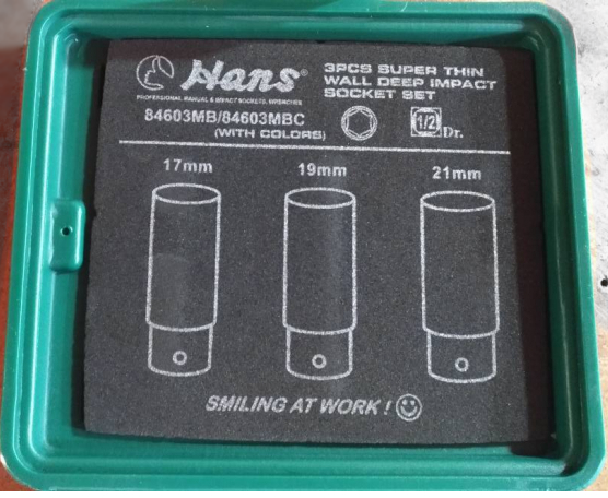Набор ударных головок длинных Hans 84603MB, 1/2", 17-21мм, 3 предмета