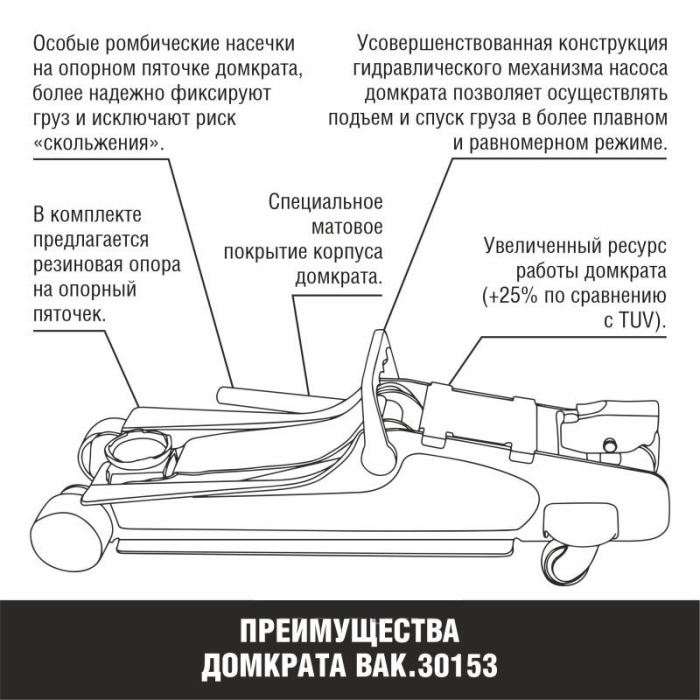 Домкрат подкатной гидравлический 2,5 тонны БелАК PREMIUM BAK.30153, автомобильный