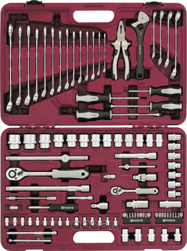 Набор инструментов в кейсе Thorvik UTS0101, 101 предмет, с трещоткой, 1/2", 1/4"