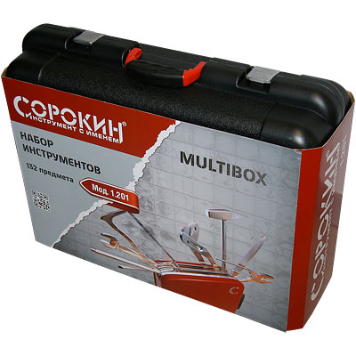 Набор инструментов Сорокин Multibox 1.201, 132 предмета, 1/2", 1/4"