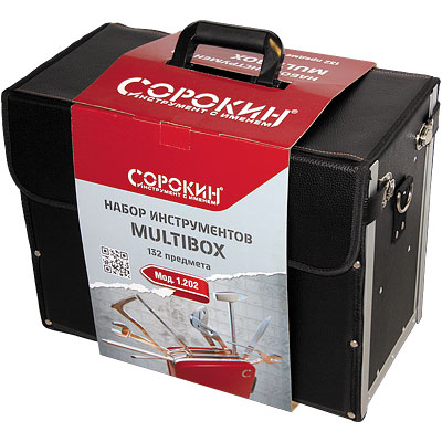 Набор инструментов Сорокин Multibox 1.202, 132 предмета, 1/2", 1/4"