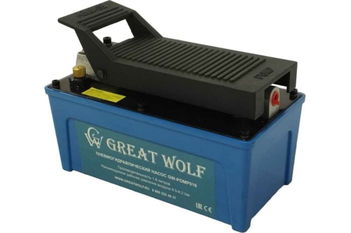 Пневмогидравлический насос 1600мл Great Wolf GW-POMP016, ножной