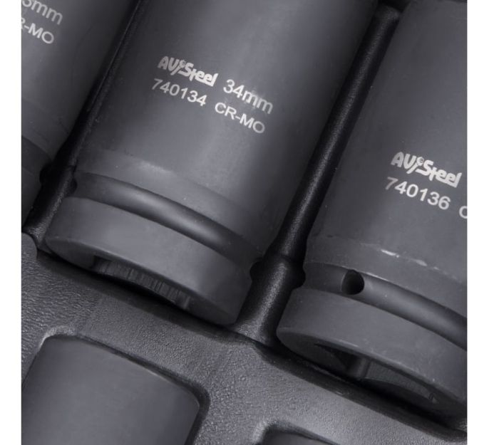 Набор головок ударных длинных AV Steel AV-741410, 1", 22-41мм, 10шт.