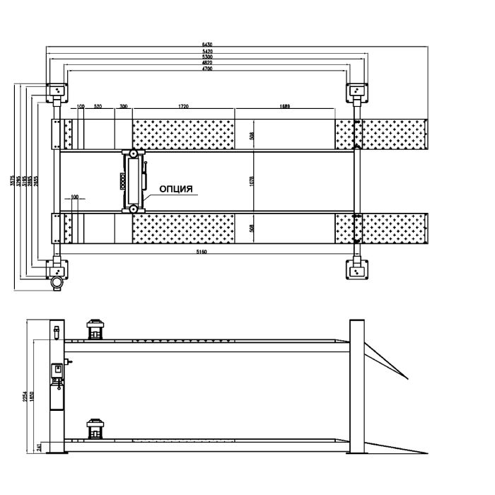 Подъемник четырехстоечный 6,5 тонн KraftWell KRW6.5WA, электрогидравлический, для сход-развала, 380В