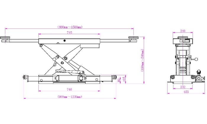 Пост сход-развала 3D с подъёмником 4т KraftWell 4WA_set_2