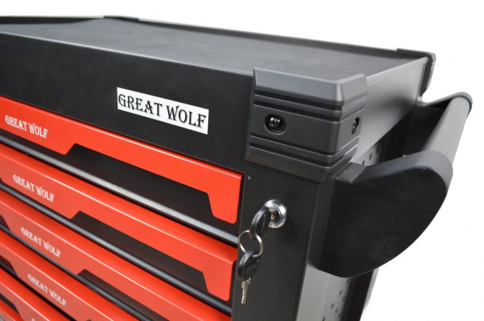Тележка инструментальная Great Wolf GW-7ST Black, закрытая, 7 ящиков