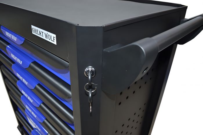 Тележка инструментальная Great Wolf GW-7ST1 Blue, 7 ящиков, с набором инструментов 249пр.