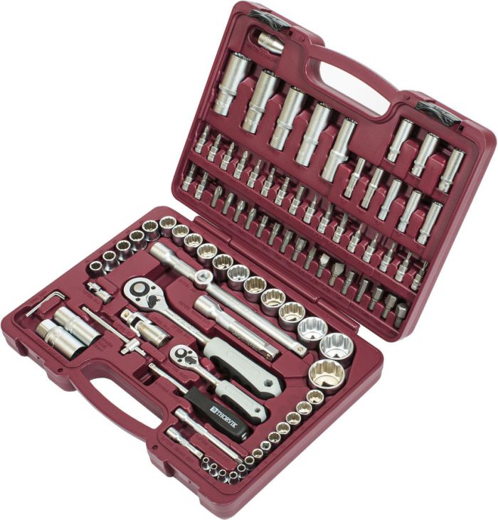 Набор инструментов в кейсе Thorvik UTS0094/12, 94 предмета, с трещоткой, 1/2", 1/4"