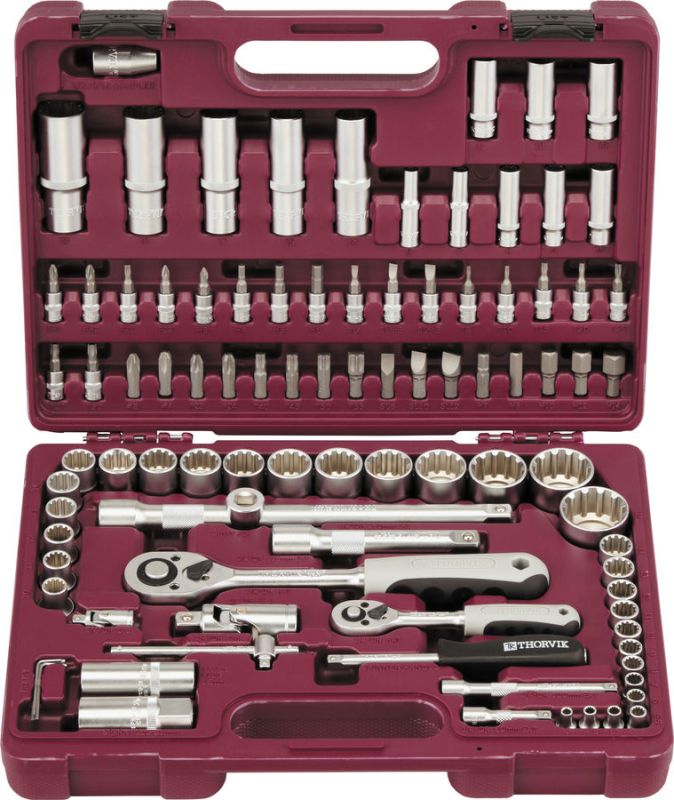 Набор инструментов в кейсе Thorvik UTS0094MP, 94 предмета, с трещоткой, 1/2", 1/4"