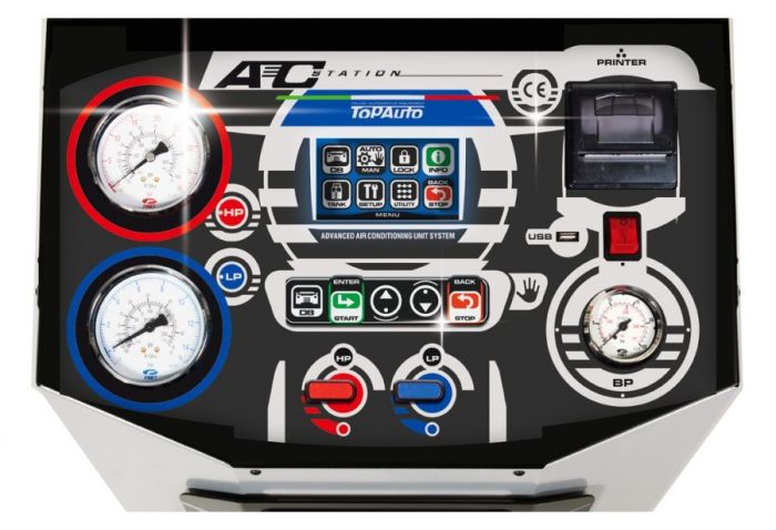 Станция для заправки автокондиционеров KraftWell RR900Touch, автоматическая, 113 л/мин