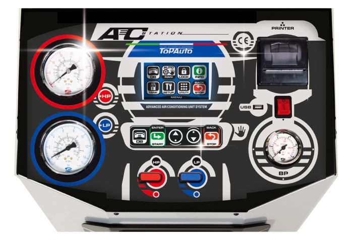Станция для заправки автокондиционеров TopAuto RR800Touch, автоматическая, 113 л/мин