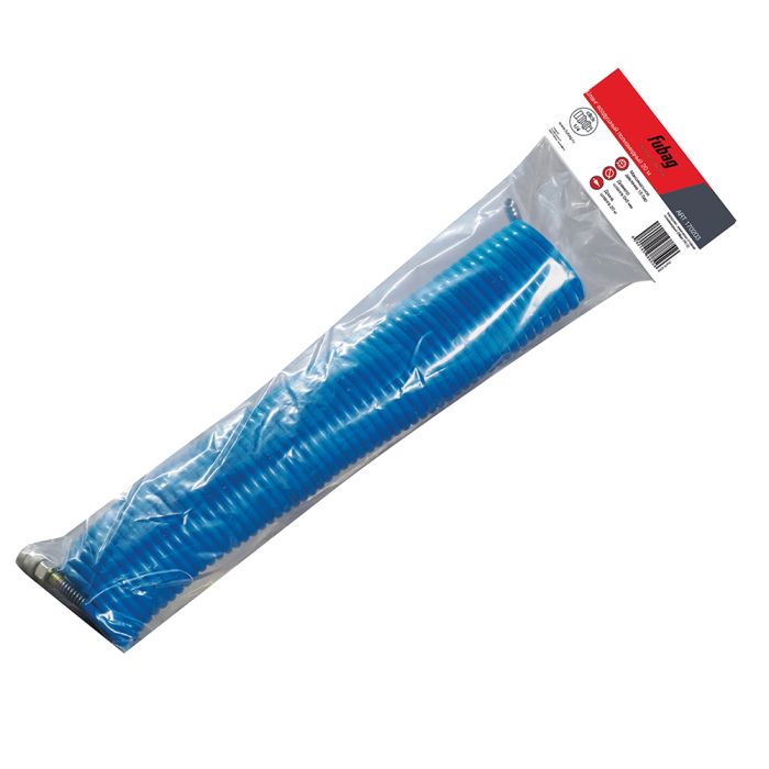 Шланг спиральный FUBAG 170203, с фитингами рапид химически стойкий полиамидный, 15бар, 6x8мм, 20м