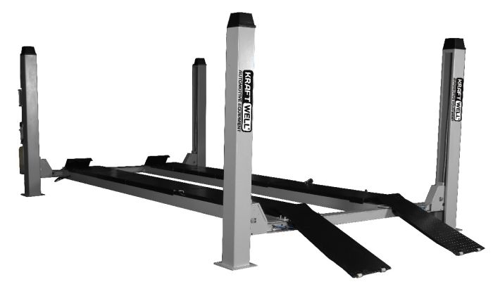 Подъемник четырехстоечный 4,5 тонн KraftWell KRW450AT, электрогидравлический, для сход-развала, 380В