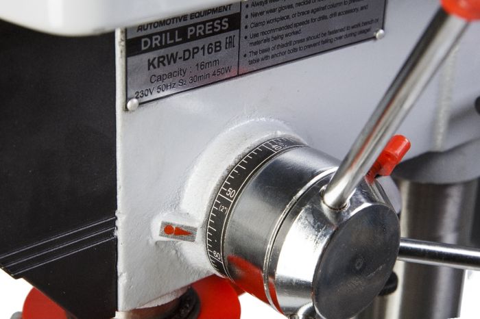 Станок сверлильный KraftWell KRW-DP16B, 450Вт, 16мм, 220В, 12 скоростей