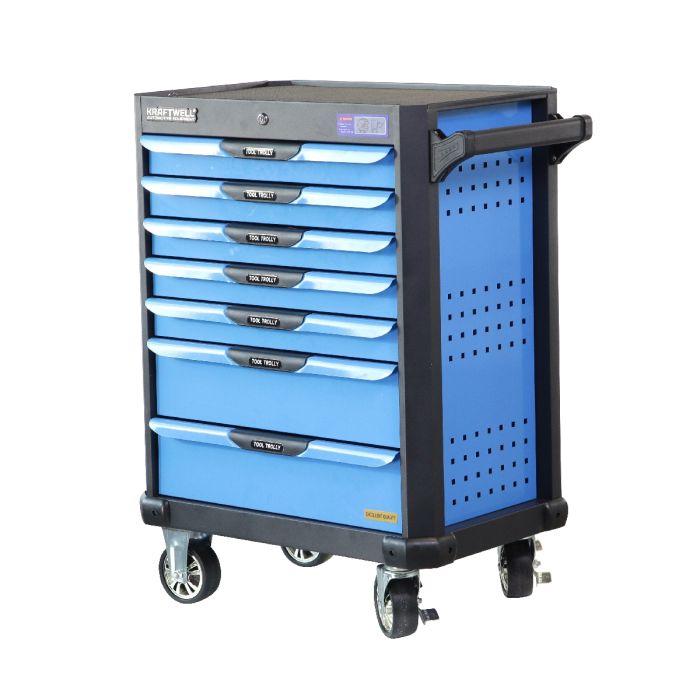 Тележка инструментальная KraftWell KRW-TTB+SET277, закрытая, 7 ящиков, с комплектом инструментов 277пр.