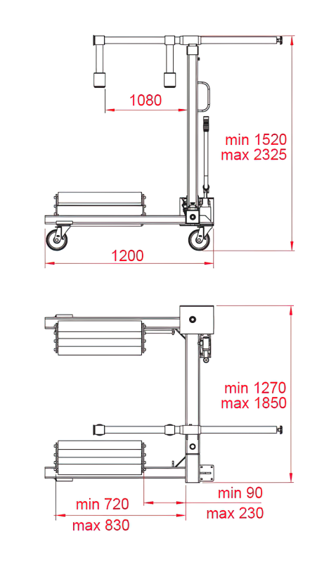 Тележка гидравлическая для колёс 1.5 тонн KraftWell KRW-WD15
