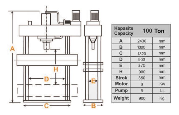 Пресс электрогидравлический 100 тонн KraftWell KRWPR100ET, 380В, напольный, гаражный