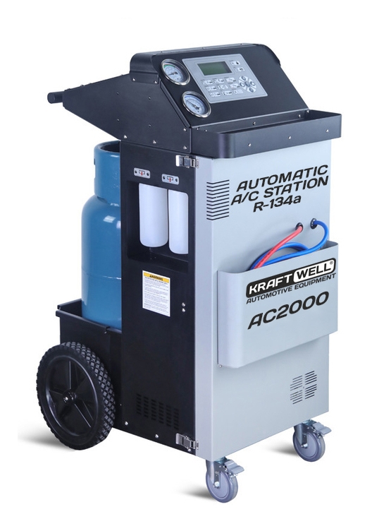 Станция для заправки автокондиционеров KraftWell AC2000, автоматическая, 120 л/мин