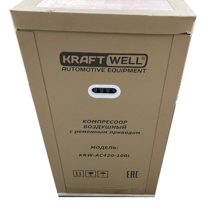 Поршневой компрессор KraftWell KRW-AC420-100L, ременной привод, 420 л/мин, 380В