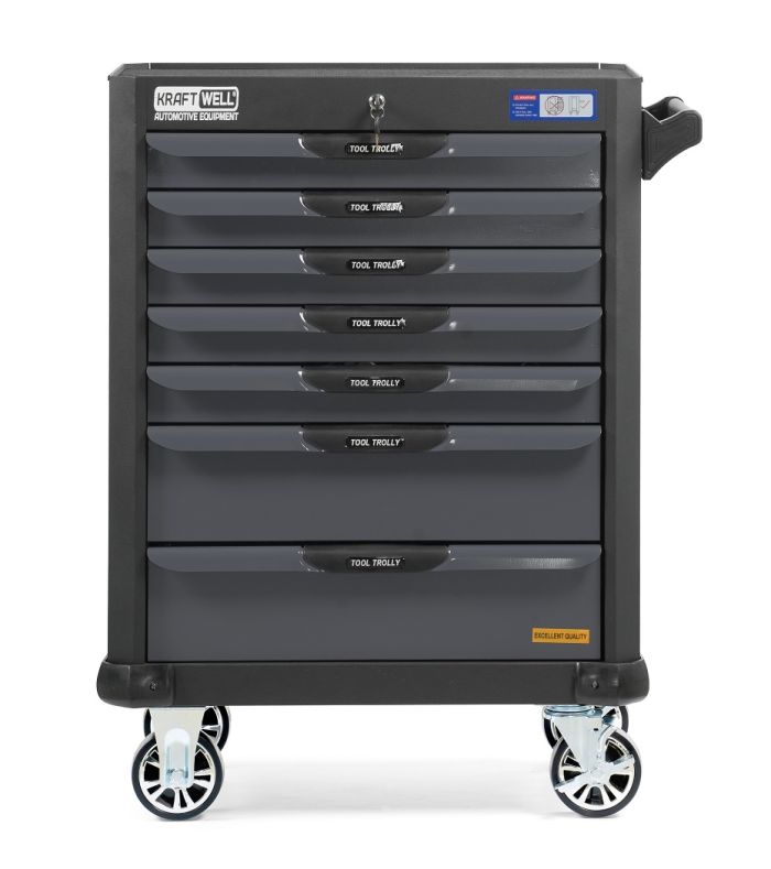 Тележка инструментальная KraftWell KRW-TTG+SET277, закрытая, 7 ящиков, с комплектом инструментов 277пр.