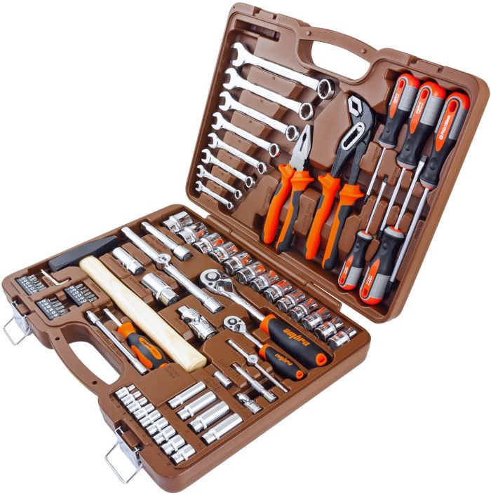 Набор инструментов в кейсе Ombra OMT77S12, 77 предметов, с трещоткой, 1/4", 1/2"