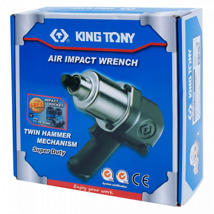 Пневмогайковерт ударный KING TONY P33421-040B, 1/2", легковой, 678 Hм