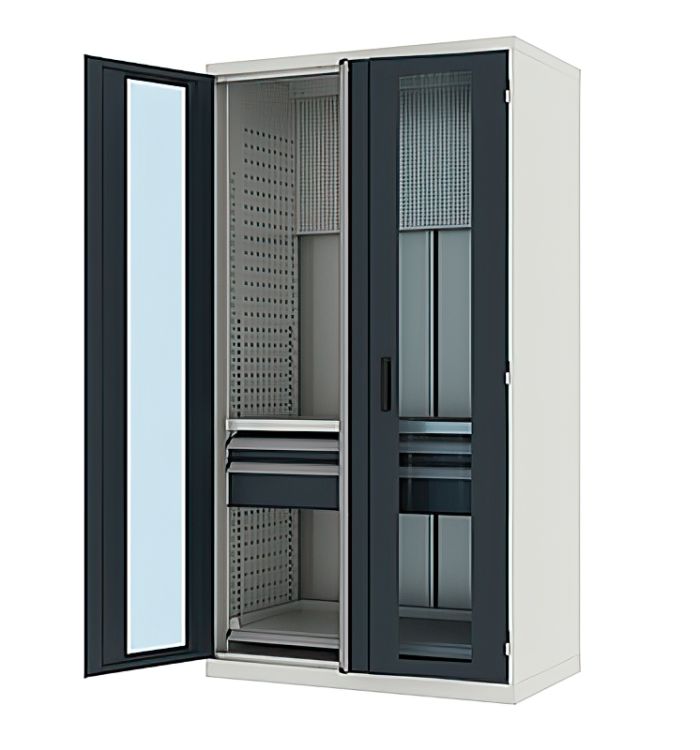 Шкаф инструментальный Ferrum TITAN 43.2202, двери со стеклом, 1 полка, 2 ящика