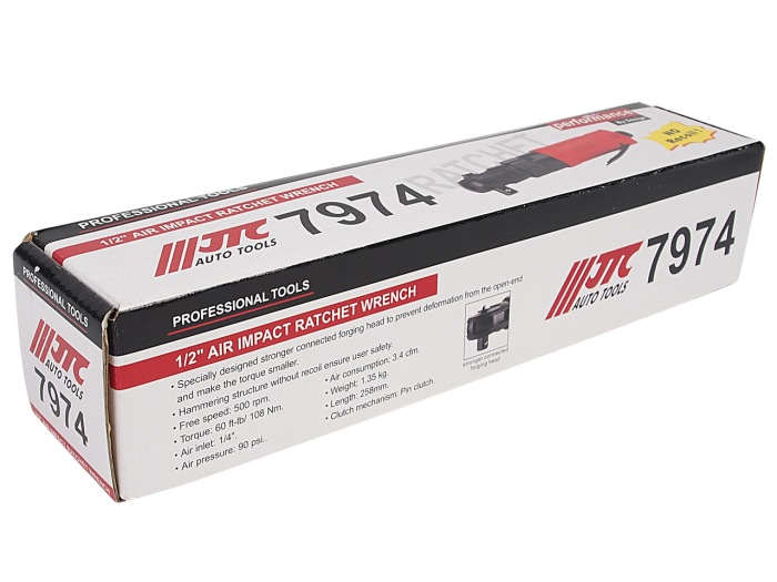Пневмотрещотка угловая JTC 7974, 1/2", усиленная, 108 Нм