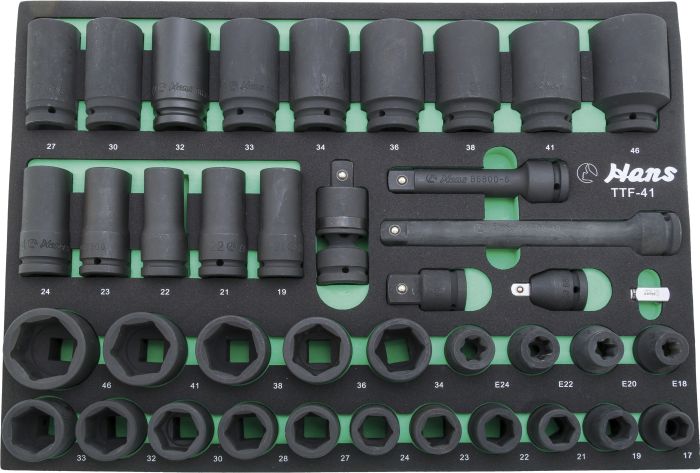 Набор торцевых головок и аксессуаров Hans TTF-41, 3/4", 40 предметов, 17-46 мм