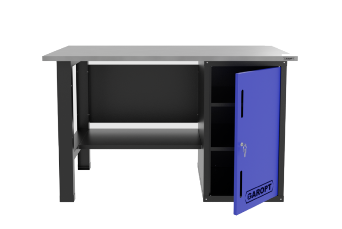 Верстак слесарный Garopt No boxes GT1400STD.blue, однотумбовый, 2 полки