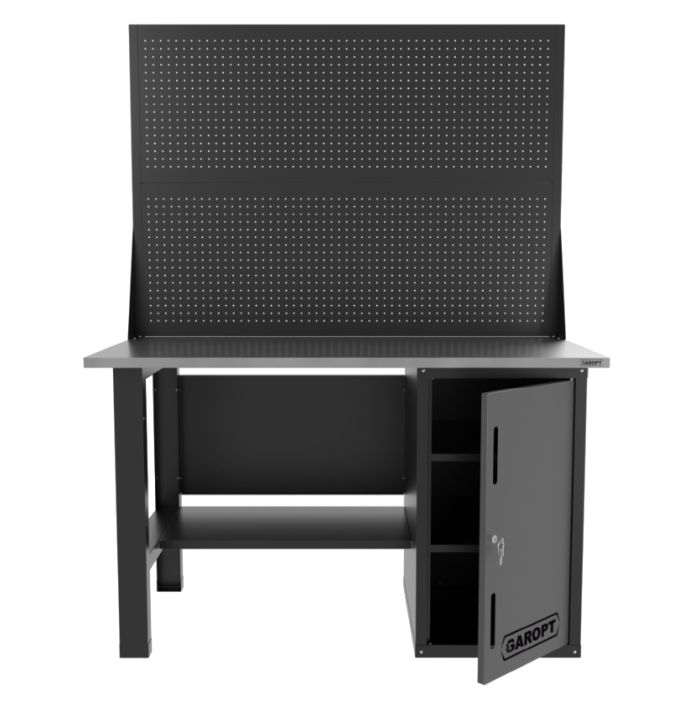 Верстак слесарный Garopt "Low Cost" GT1400STDPP2.grey, однотумбовый, экран, дверца