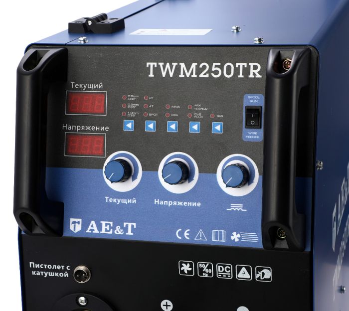 Сварочный полуавтомат AE&T TWM250TR, MMA, MIG/MAG, 220В, 250А, с тележкой