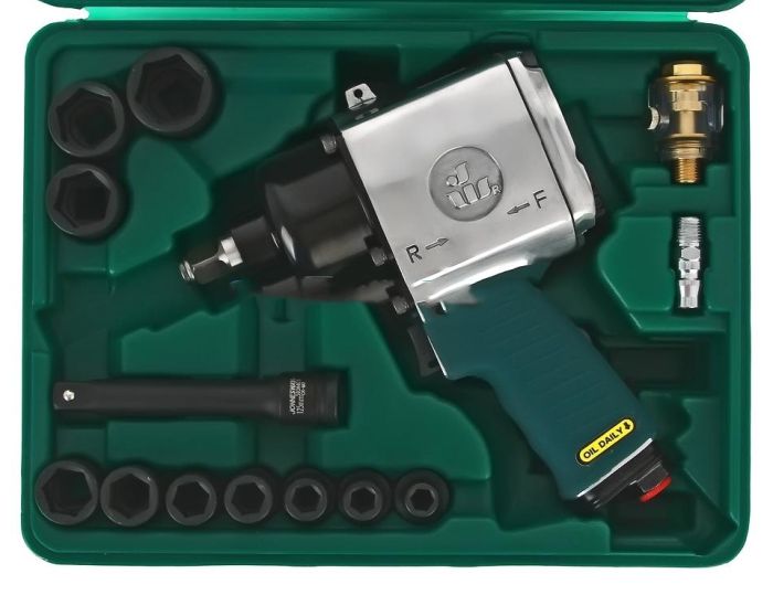 Пневмогайковерт ударный Jonnesway JAI-0501K, 1/2", с набором головок, легковой, 610 Нм