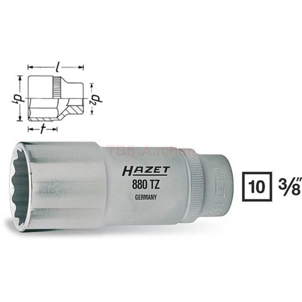 Головка торцевая длинная 12-гранная 3/8" 20 мм HAZET 880TZ-20