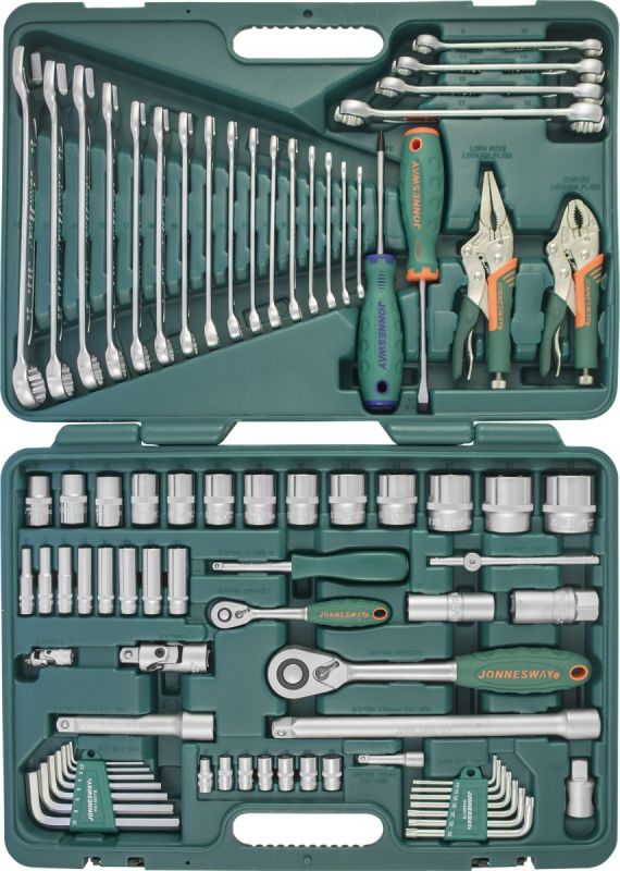 Набор инструментов в кейсе Jonnesway S04H52478S, 78 предметов, с трещоткой, 1/2", 1/4"