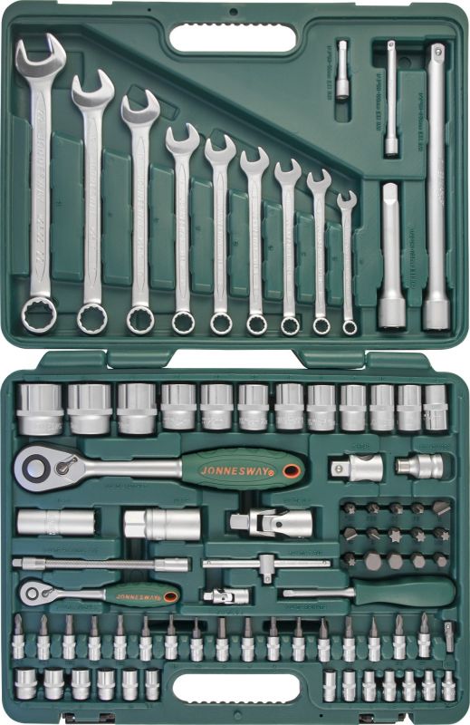 Набор инструментов в кейсе Jonnesway S04H52482S, 82 предмета, с трещоткой, 1/4", 1/2"
