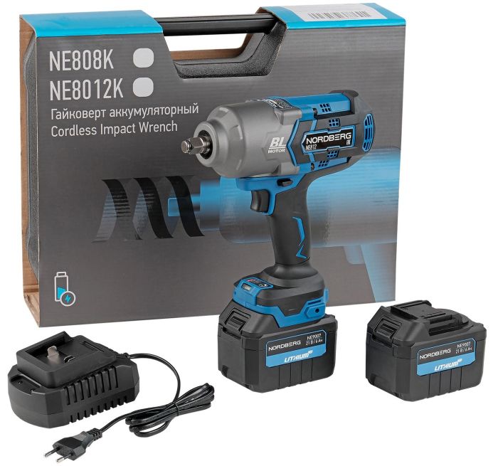 Гайковерт аккумуляторный ударный NORDBERG NE812K, 1/2", 1700 Нм, в кейсе