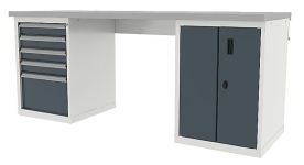 Верстак слесарный Ferrum TITAN 41.32105, двухтумбовый, 5 ящиков +1 секция