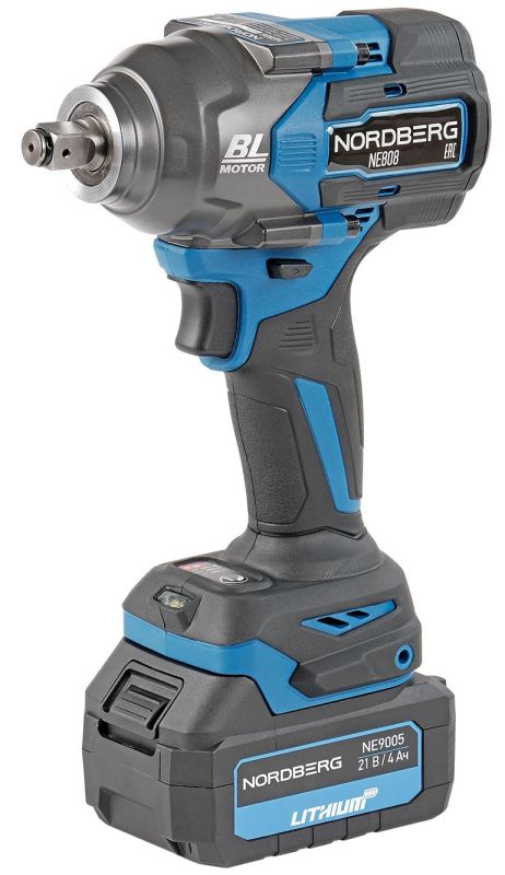 Гайковерт аккумуляторный ударный NORDBERG NE808K, 1/2", 1200 Нм, в кейсе