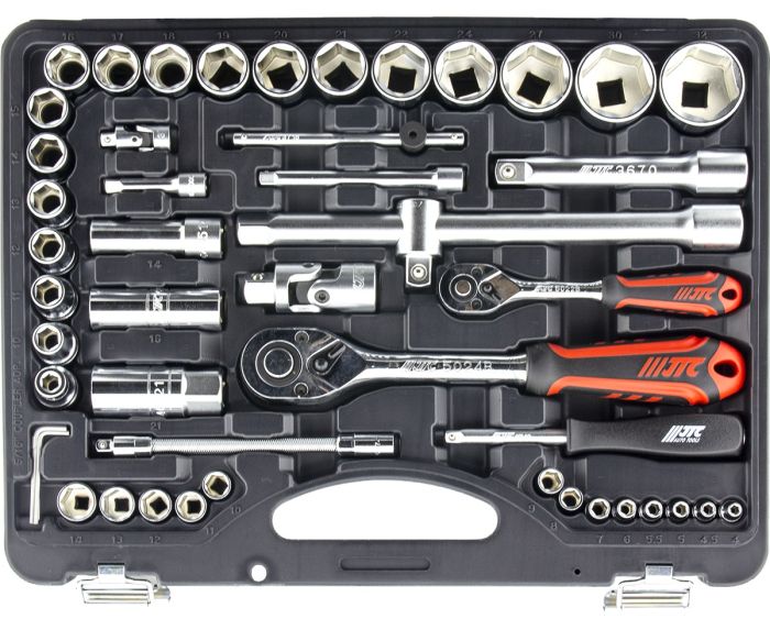 Набор инструментов в кейсе JTC JTC-H096B, 96 предметов, с трещоткой, 1/2", 1/4"