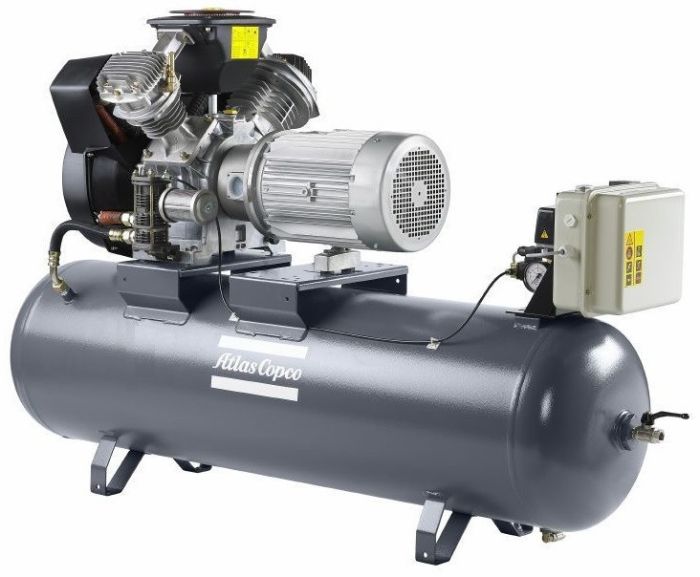 Поршневой компрессор Atlas Copco LE 7-10 Receiver Mounted Unsilenced, коаксиальный, масляный, 702 л/мин, 380В