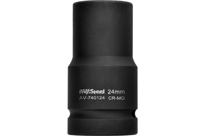 Головка ударная шестигранная удлиненная AV Steel AV-740124, 1", 24мм
