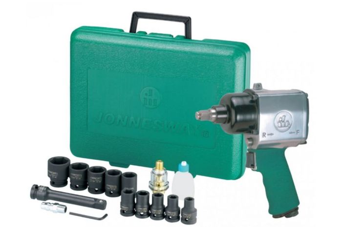 Пневмогайковерт ударный Jonnesway JAI-0501K, 1/2", с набором головок, легковой, 610 Нм