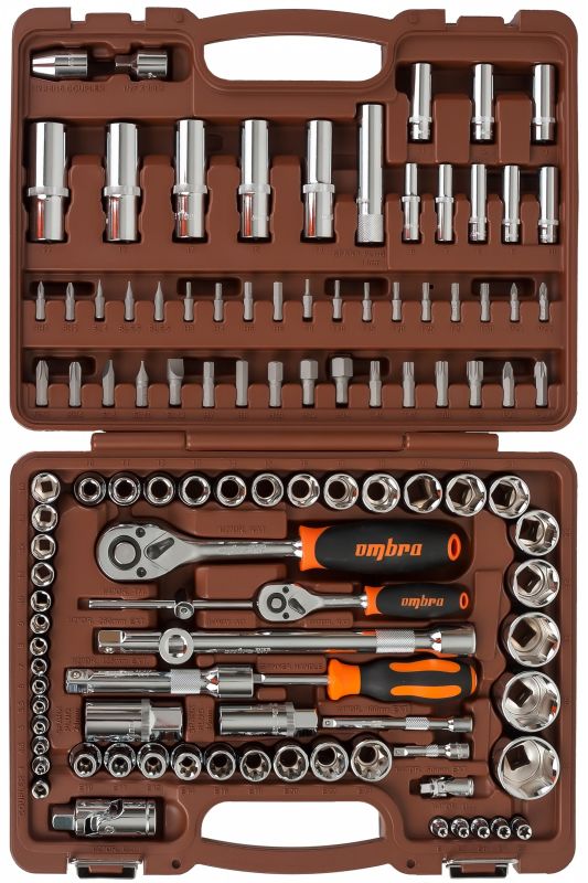 Набор инструментов в кейсе Ombra OMT108S, 108 предметов, с трещоткой, 1/4", 1/2", 3/8"